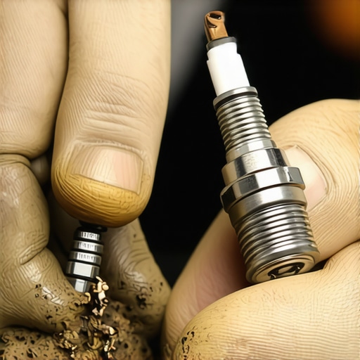 A comparison between a heavily fouled old spark plug and a brand new clean one.