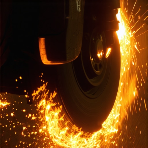 Close-up of a car brake rotor during the bedding-in process