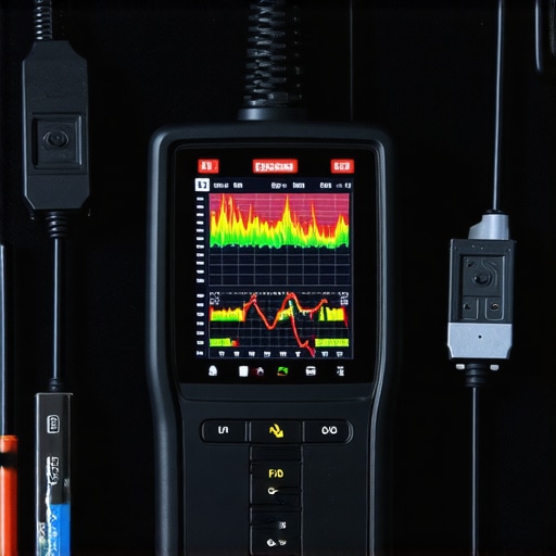 High-Tech Engine Diagnostics via OBD-II Scanner A handheld diagnostic tool showing real-time engine data to troubleshoot vehicle performance issues.