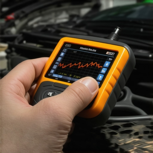 High-Tech Fuel System Diagnostics Technician using an OBDII scanner to monitor car engine performance data