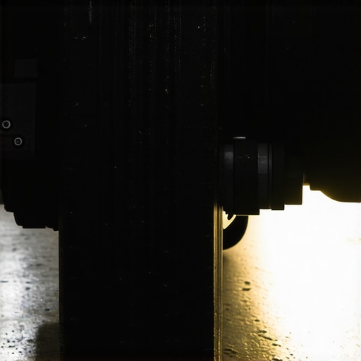 A mechanic uses a flashlight to inspect a leaking brake caliper piston seal on a vehicle.