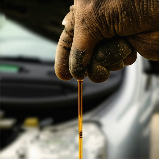 Inspecting Burnt Transmission Fluid on a Dipstick A mechanic inspecting dark and burnt transmission fluid to check the health of a used transmission unit.