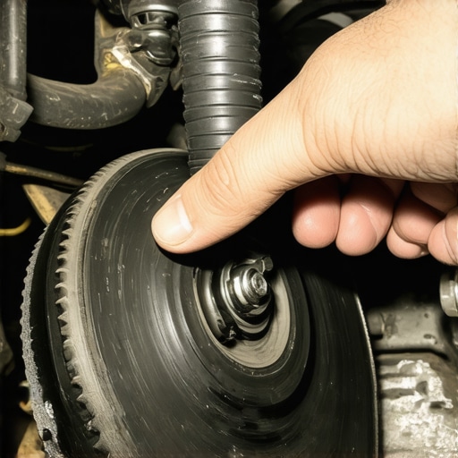 Inspecting the Brake Booster Vacuum Hose Close up of a hand checking for cracks in a car's brake booster vacuum line.