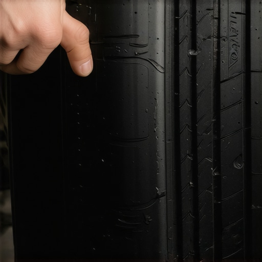 Inspecting uneven tire wear for alignment issues Close-up of a damaged car tire showing inside edge wear caused by poor alignment