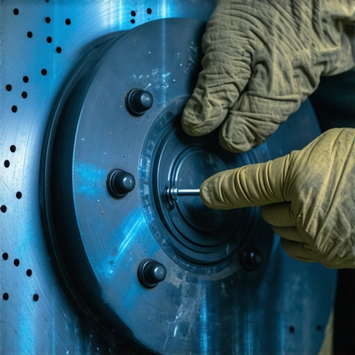 Measuring Brake Rotor Thickness Variation Close up of a brake rotor with heat spots being measured by a mechanic.