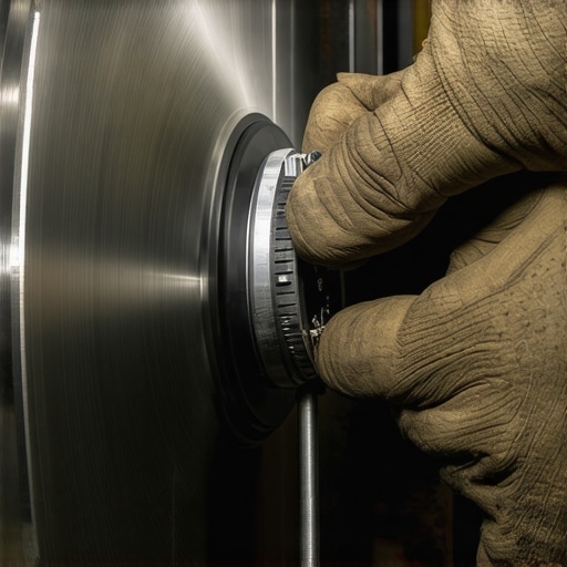 A technician using a precision digital dial indicator to check the alignment and runout of a vehicle's wheel hub.