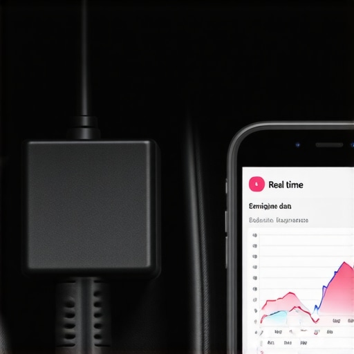 A Bluetooth OBD-II scanner and smartphone showing real-time engine data for car maintenance.