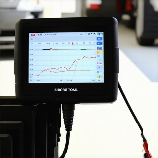 Professional bi-directional car scanner displaying engine data