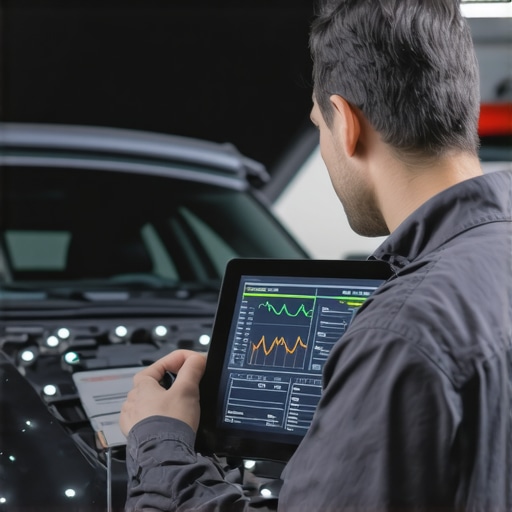 Modern Digital Diagnostic Tune-Up Mechanic using diagnostic scanner on a modern vehicle