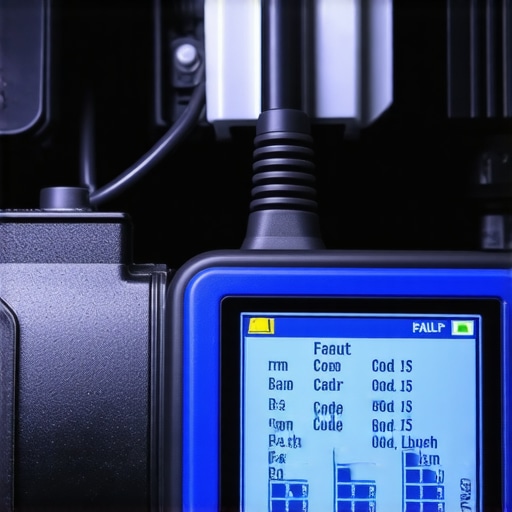 Modern Digital OBD-II Diagnostic Tool Close up of a mechanic using an OBD-II scanner to check vehicle health codes.