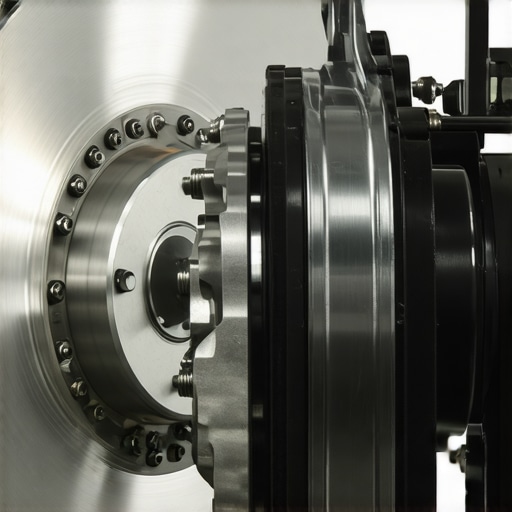 A detailed view of a car's rear brake caliper, including the hardware clips and electronic motor.