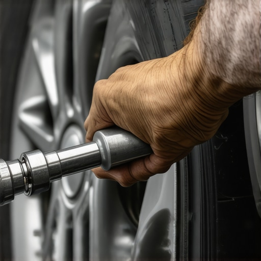 Mechanic using a torque wrench to tighten lug nuts correctly.