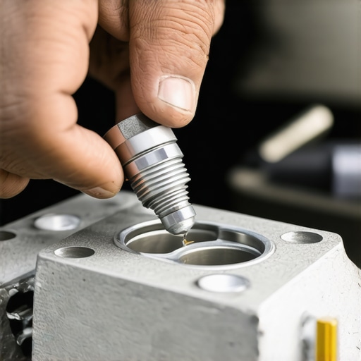 Close-up of a mechanic hand-threading a spark plug to prevent engine damage.