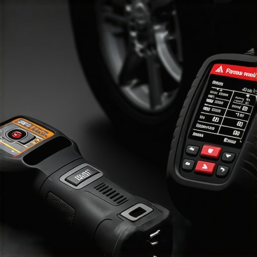 A digital torque wrench and OBD-II scanner used for advanced car maintenance