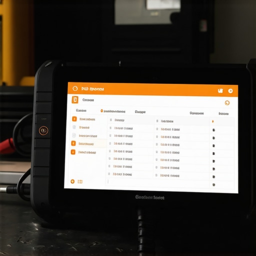 A technician using a professional-grade diagnostic tablet to scan a vehicle's computer system.