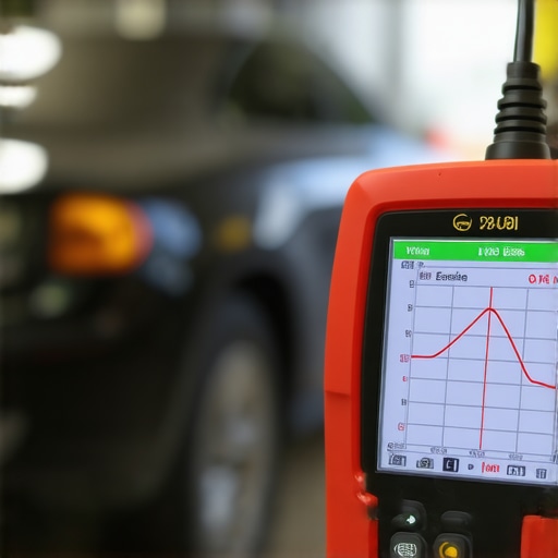 A person using a professional scan tool to diagnose car error codes in a garage.