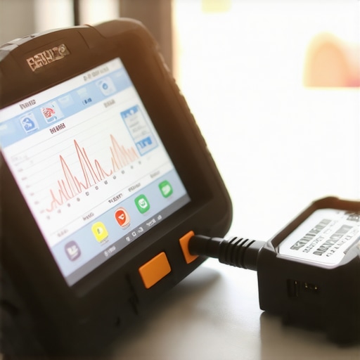 A technician using a professional diagnostic scanner to check real-time vehicle data.