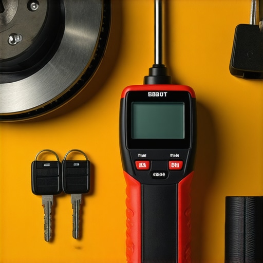 Digital torque wrench and OBDII scanner on a workbench for car maintenance
