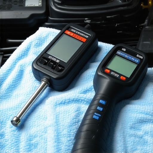 Professional DIY Car Repair Tools A digital torque wrench and OBD2 scanner used for advanced auto maintenance.