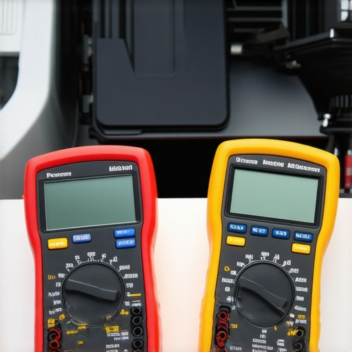 A digital multimeter and scan tool used for advanced auto repair and diagnostics.