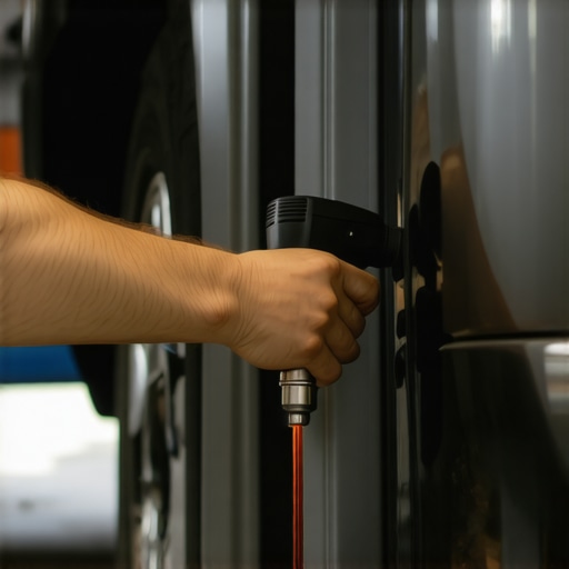 Professional Fluid Extraction Tool in Action A vacuum pump being used to change power steering fluid in a car
