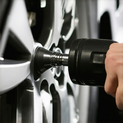 Mechanic hand-torquing wheel lug nuts to prevent brake rotor warping