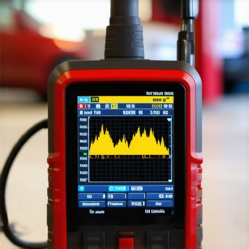A technician using a professional scan tool to monitor engine health and fuel trims during a car tune-up.