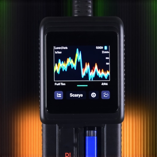 Close-up of an OBD2 scanner displaying live engine data graphs for car diagnostics