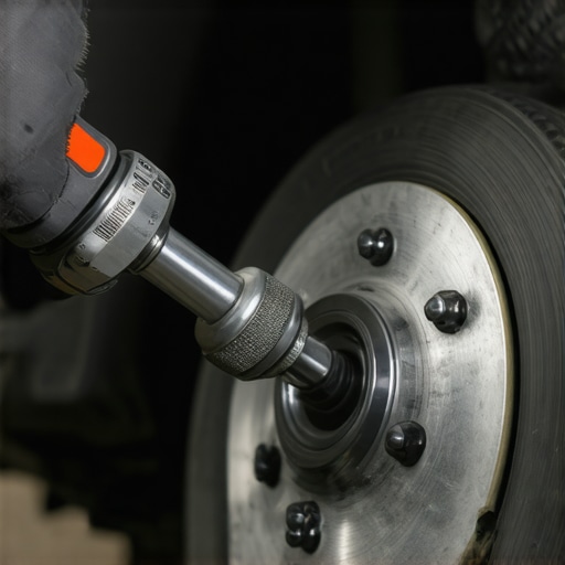 Mechanic correctly torquing lug nuts to prevent rotor warping