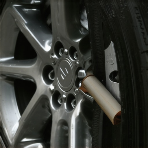 Close up of a mechanic cleaning a rusty car wheel hub with a wire brush to ensure a flat surface for a brake rotor.