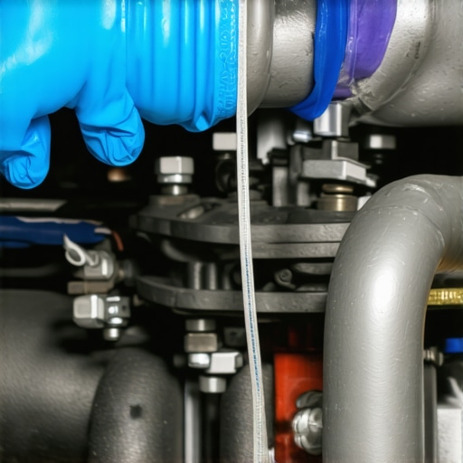 Sealing the engine intake for a vacuum smoke test A rubber glove sealing a car intake duct during a DIY vacuum leak smoke test.