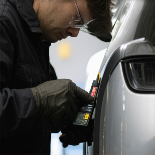 Testing Brake Fluid Quality Technician checking brake fluid for moisture contamination