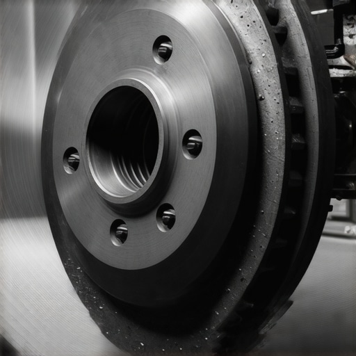 A close-up view of a brake rotor showing a healthy transfer layer after the bedding-in process.