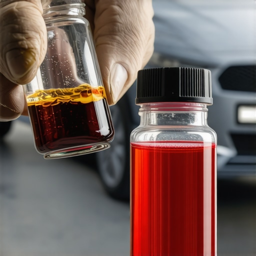 Comparison of old burnt transmission fluid and new clean fluid