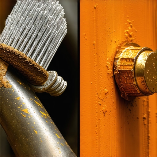 The difference between a clean wheel stud and a lubricated one Close up of a mechanic cleaning a wheel stud and an over-lubricated wheel stud
