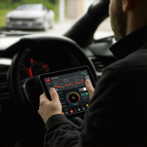 Technician analyzing live engine data on a digital scan tool