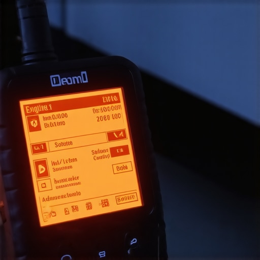 A professional OBD-II diagnostic scanner connected to a car dashboard port