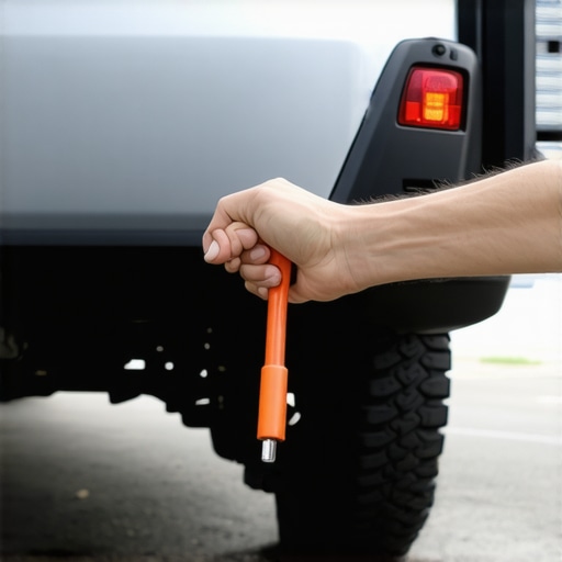 A DIY mechanic uses a rubber mallet to tap a car fuel tank to diagnose a bad fuel pump.