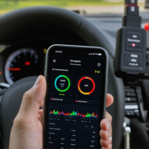 A person using a smartphone app to check car engine diagnostic codes and live data performance.