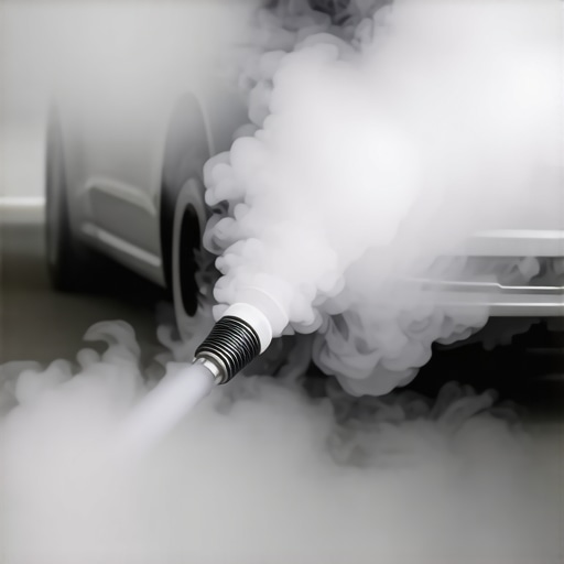 Technician using a smoke machine to find an engine vacuum leak