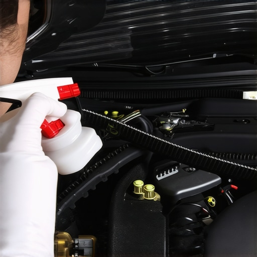 Testing a squealing car belt with a water spray bottle